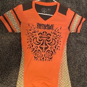 Affliction shirt with cream lace